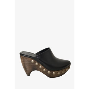 Alaïa Black Leather Studded Clogs Size 38